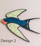 Flying Wooden Wall Hanging Barn Swallows - Hand Painted  - Image 4