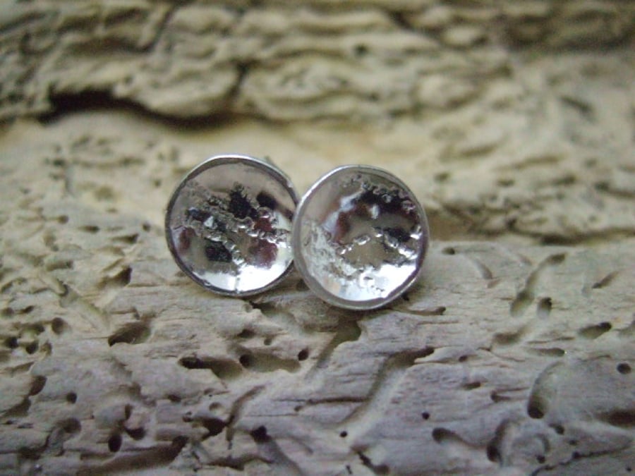 Tiny Sterling Silver Lace Print Studs