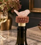 Rose Gold Beaded Bird Wine Stopper - Image 2