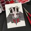 inktober - sweet baphomet - original aceo 