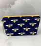 Bees makeup bag, Bumble bee zip bag, 2 pattern and size options, Handmade - Image 4