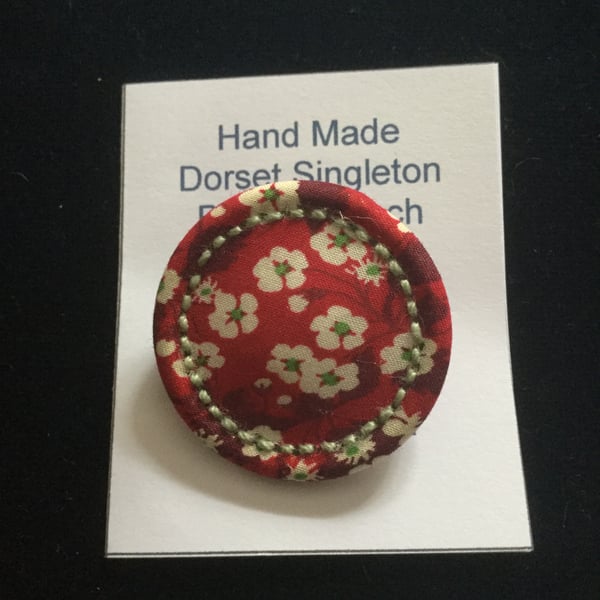 Liberty Print Dorset Singleton Button Brooch, ‘Ffion’, Pale Green