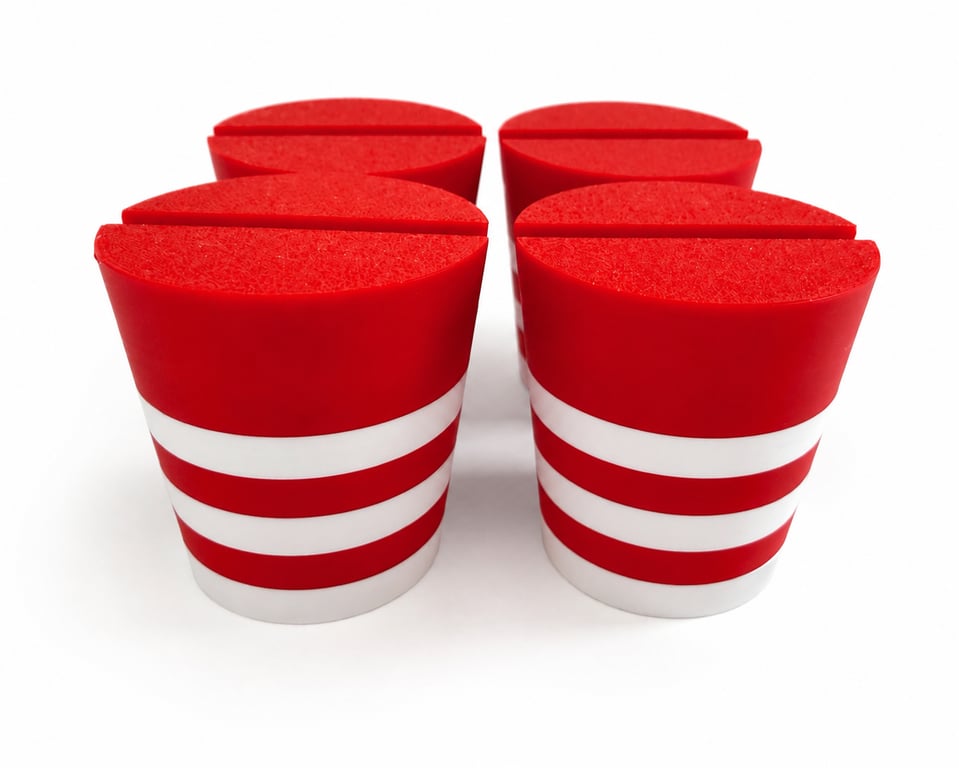Pack of four stripey Christmas tree pots, fused glass display stands, 4mm slot