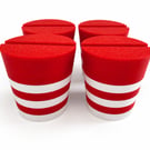 Pack of four stripey Christmas tree pots, fused glass display stands, 4mm slot