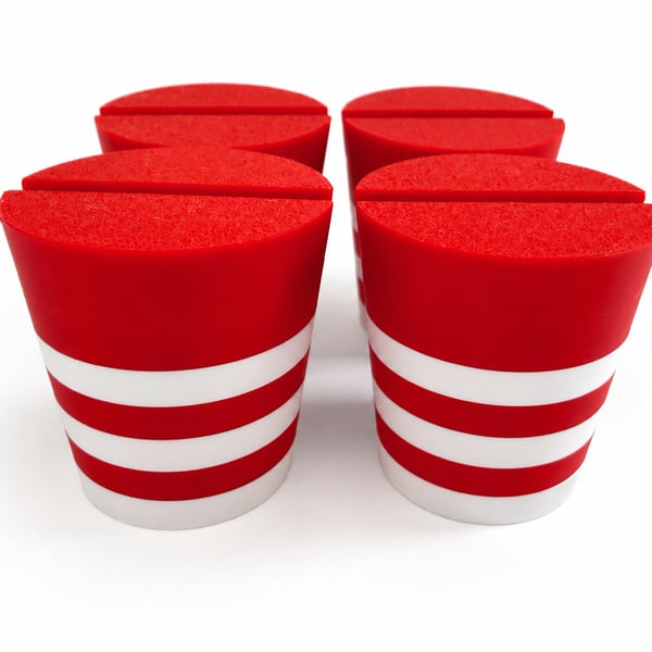 Pack of four stripey Christmas tree pots, fused glass display stands, 4mm slot