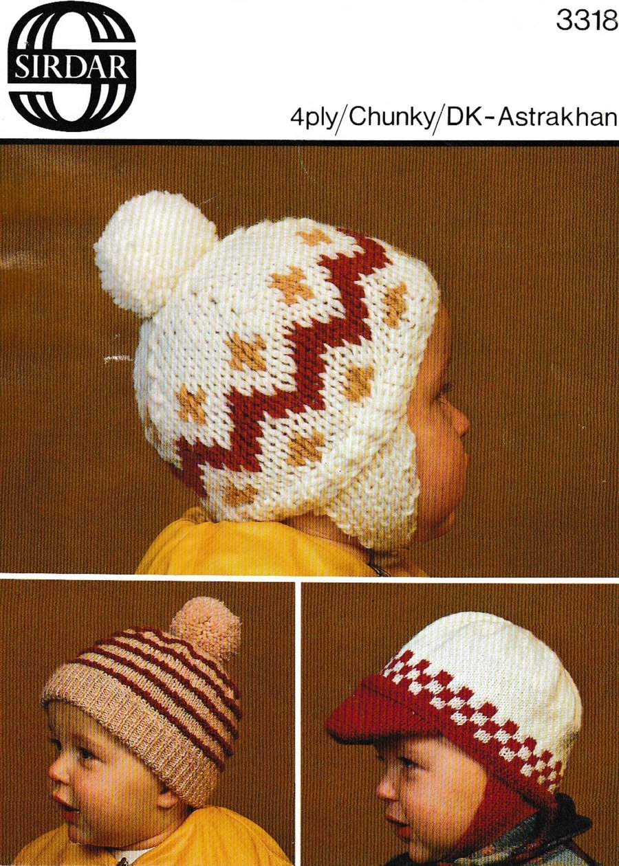 VINTAGE KNITTING PATTERN Toddlers Hats