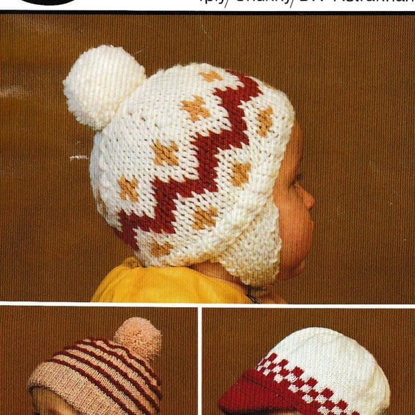VINTAGE KNITTING PATTERN Toddlers Hats