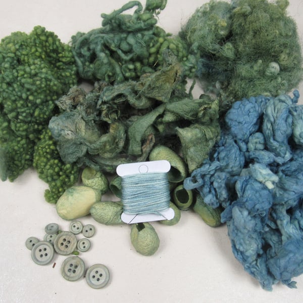 Natural Dye Indigo Green Mixed Natural Fibre Texture Craft Pack