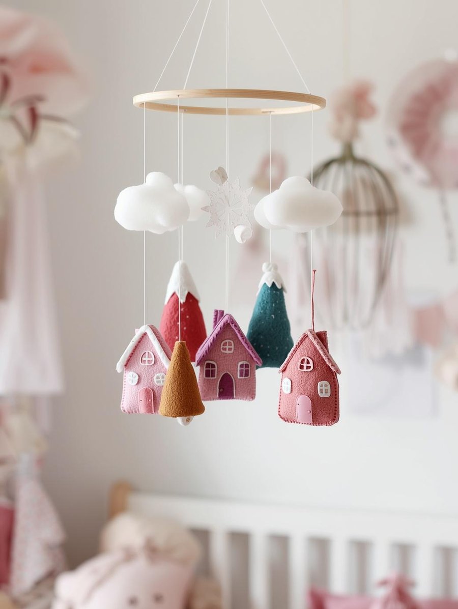 DIY Baby Mobile Kit - Nordic Style Colourful Houses for Girl