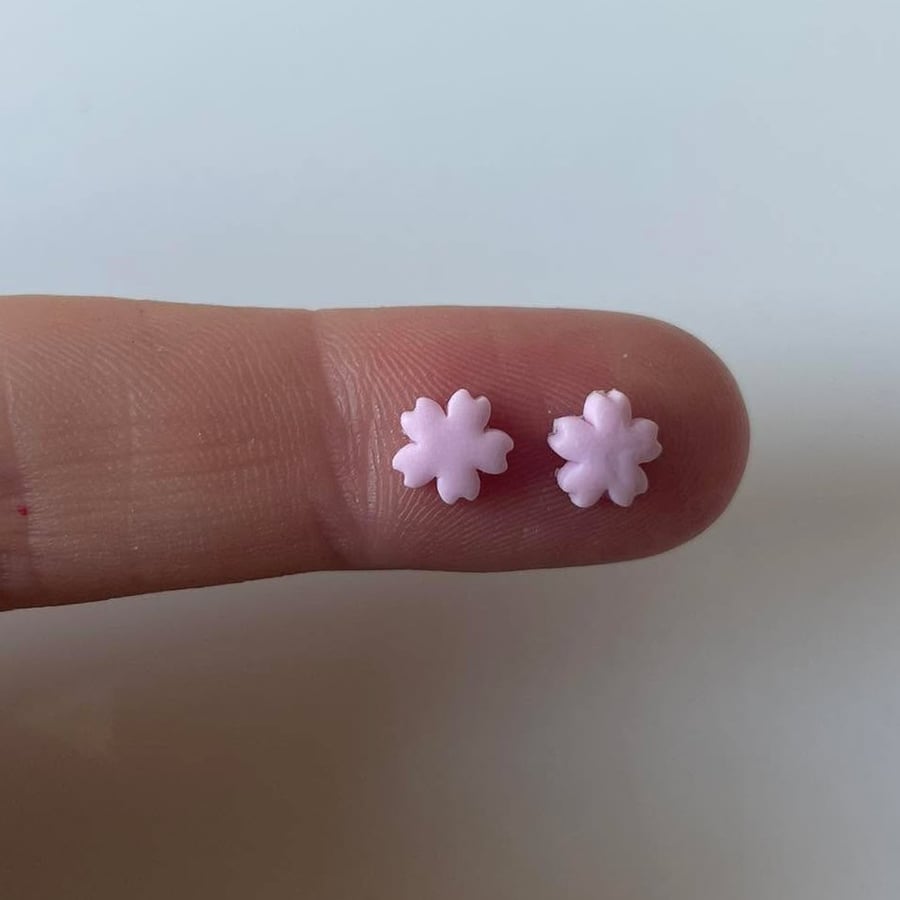Handmade Polymer Clay Micro Studs (Sakura)