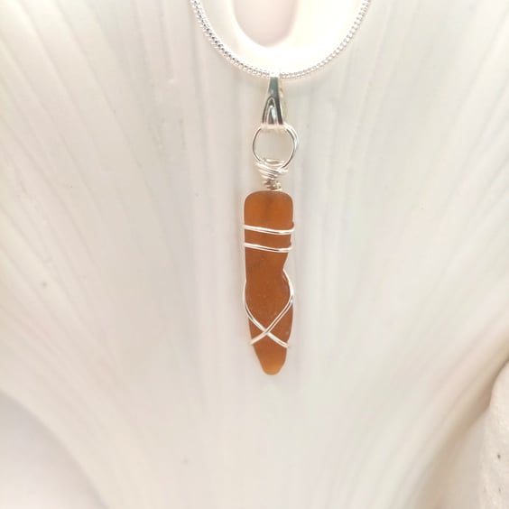 Wire Wrapped Sea Glass Necklace, Dainty Necklace, Unique Gift