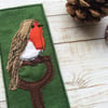 Embroidered Robin Bookmark. 