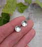 Sterling Silver Honeycomb Curved Disc Stud Earrings - JBJ3045 - Image 3