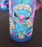 Handmade Stitch no flow snowglobe Tumbler, with straw and bamboo lid