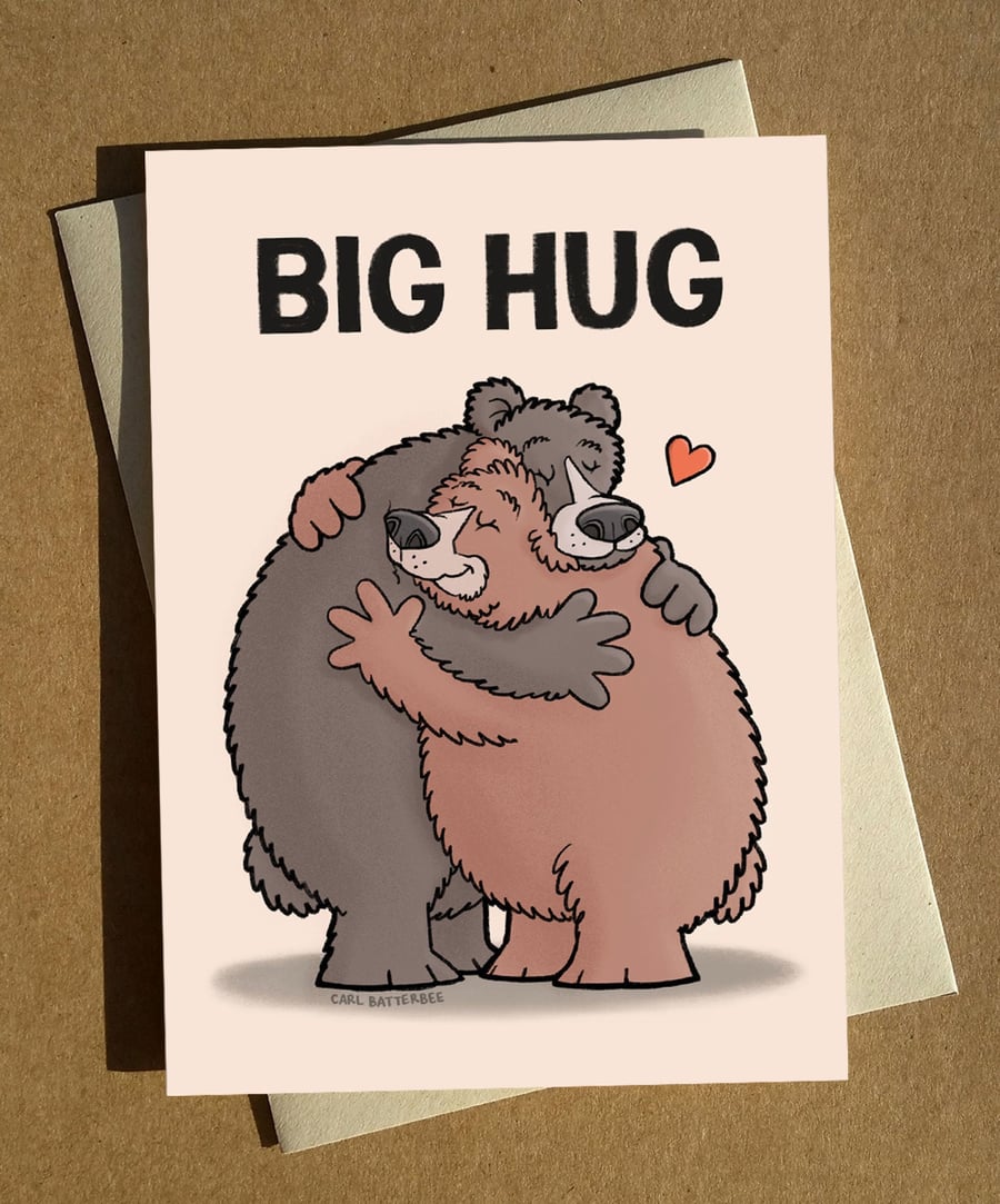 Big Bear Hug Greetings Card A6 - Valentine's Sympathy Sorry Apology Get Well