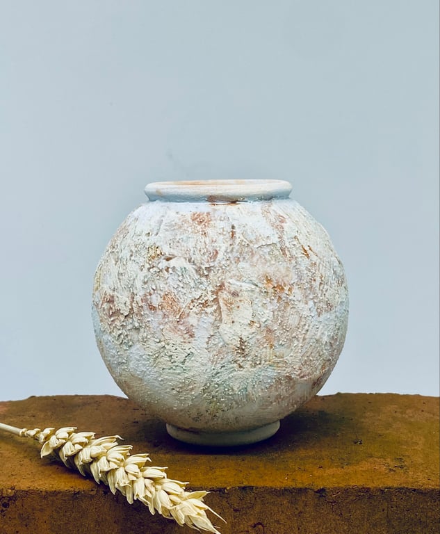 Small textured moon jar