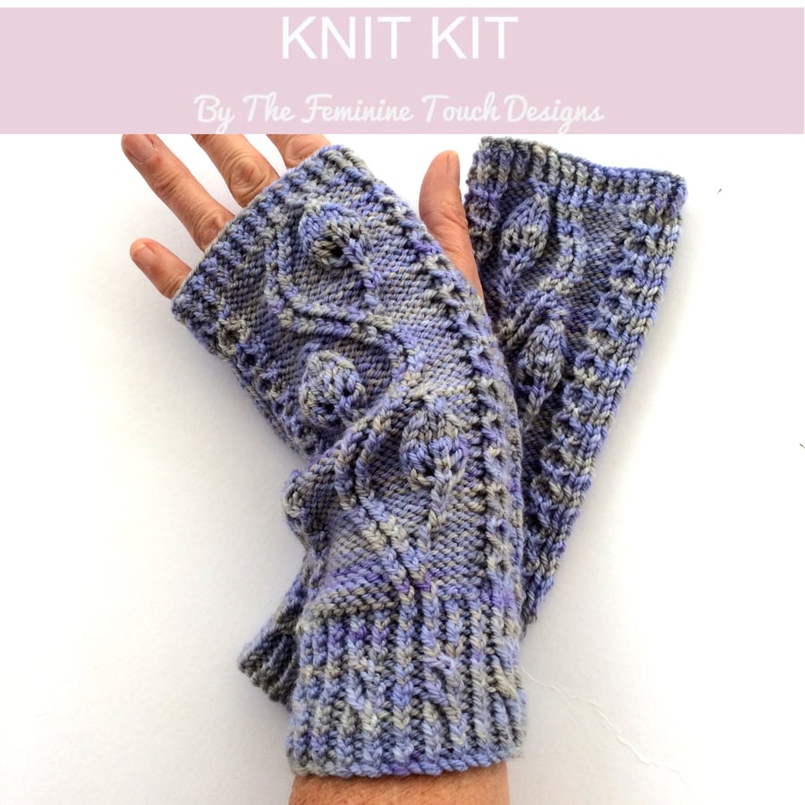 Cable Fingerless Gloves Knitting Kit