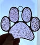 Stained Glass Dog Paw Print Suncatcher - Hanging Window Decoration  - Pink