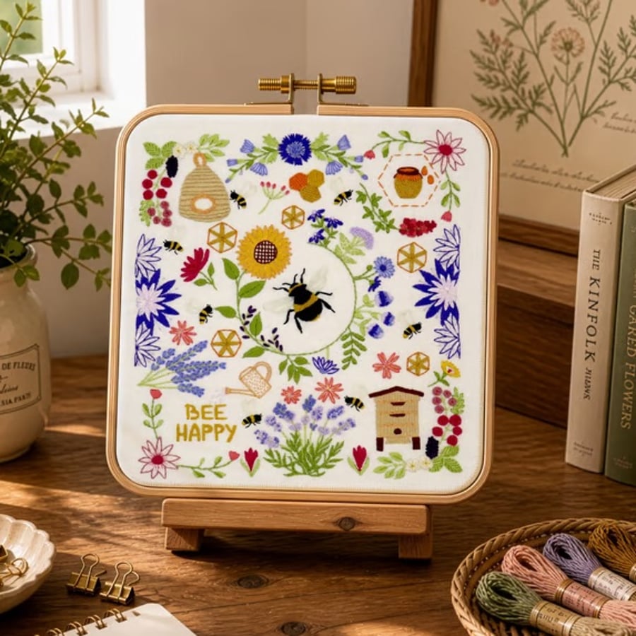 Bees and Blossoms Hand Embroidery PDF Pattern