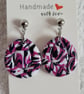 Handmade Polymer Clay Purple, Black and White Earrings. 316 Stainless Steel