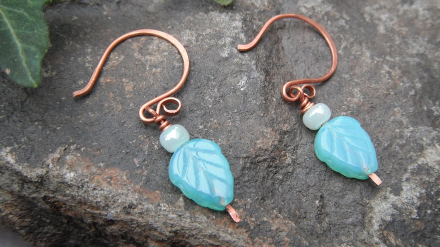 Jade Czech Glass Bead Earrings 