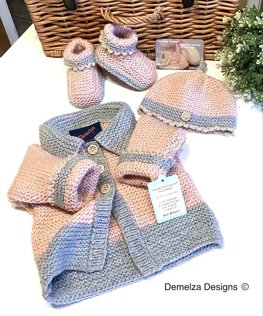 Baby Jacket - Layette Set Hand Knitted Baby Girl's 0-3 Months Size