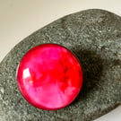 Red & Pink Glass Cabochon Brooch
