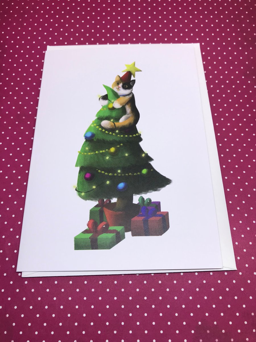 Catmas Tree Blank Greeting Card