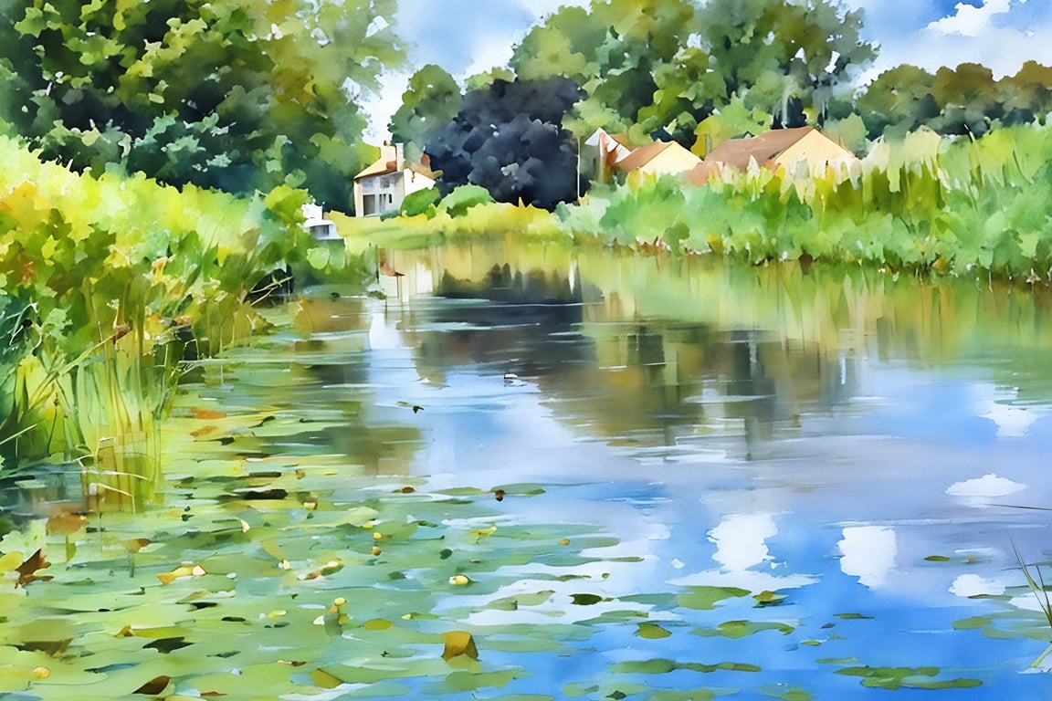 River View Norfolk Fen A5 Greeting Card 