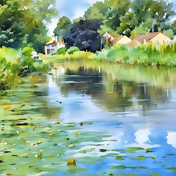 River View Norfolk Fen A5 Greeting Card 