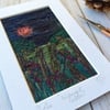 Embroidered midnight garden needle felting. 