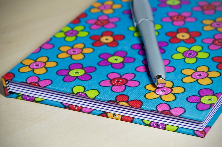 A5 Hardback notebook with full cloth flower cover