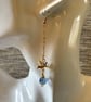 Gold origami crane bird earring - Image 1