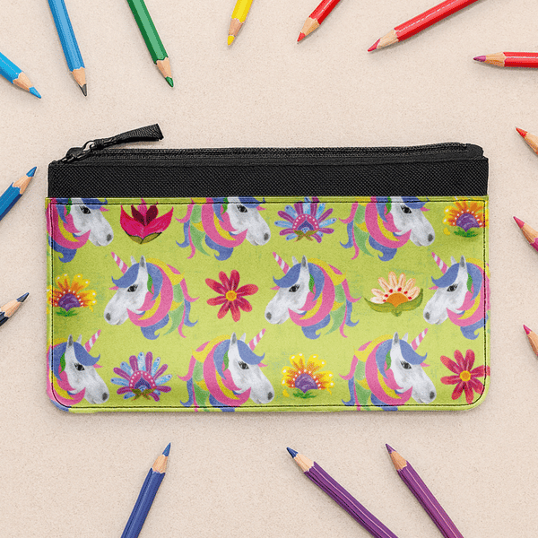 Unicorn Pencil Case - Lime Green