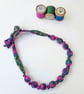 Pink, Purple, Blue & Green Liberty Print Fabric Necklace - Flower Portrait Print