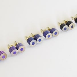 colour pencil ear studs, the blue and purple series