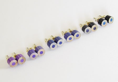 colour pencil ear studs, the blue and purple series