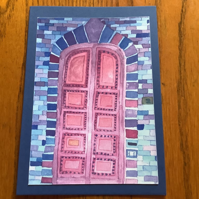 Handmade original art photo cards 'Tuscan Red Door'