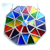 Rainbow Patchwork Octagon Suncatcher Stained Glass Handmade 009