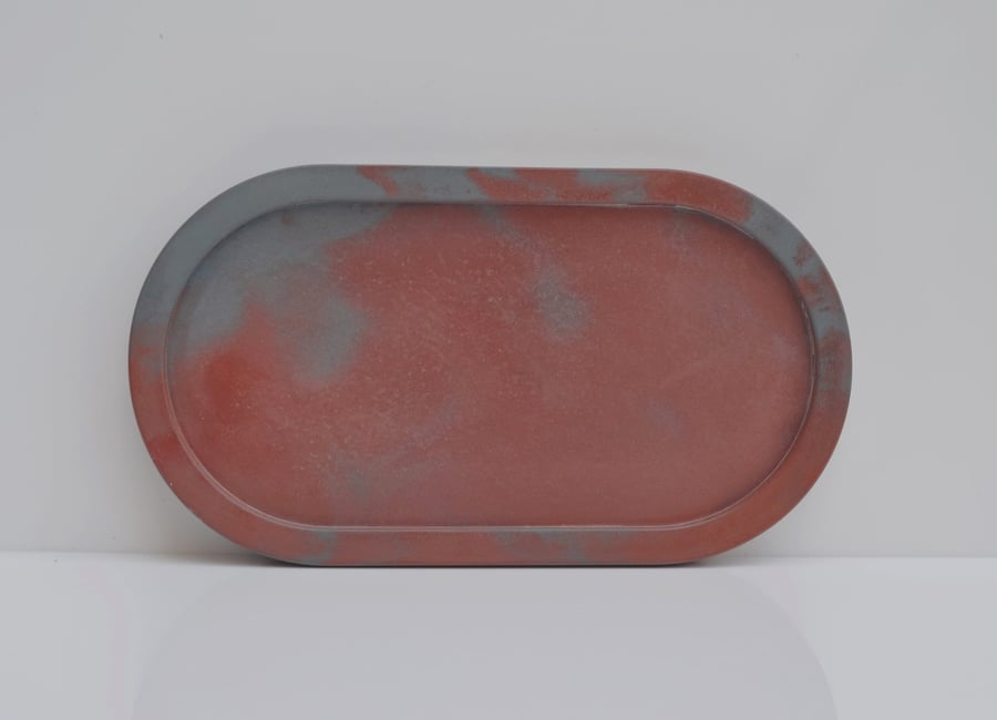 Oval Concrete Tray Handmade Jewellery Tray Beton Candle Plate Multi-Use Kitchen 