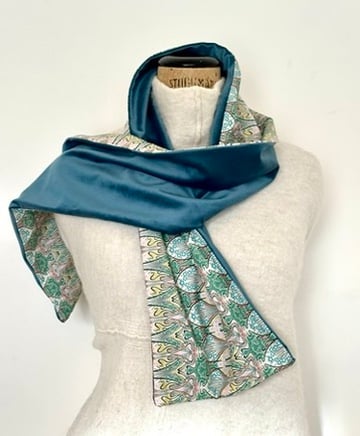 Liberty of London Print Long Scarf.Cotton Tana Lawn and Velvet  