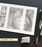 Pencil drawings 4- Deer, waterlilies, tree, original drawing, A5 artwork - Image 8
