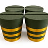 Pack of four stripy Christmas tree pots, fused glass display stands, 4mm slot