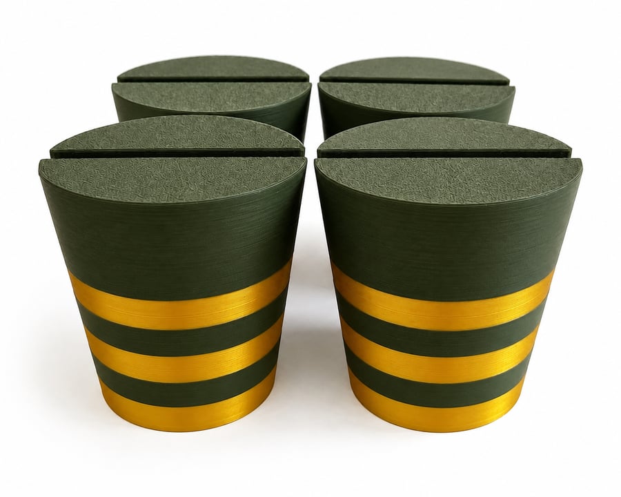 Pack of four stripy Christmas tree pots, fused glass display stands, 4mm slot