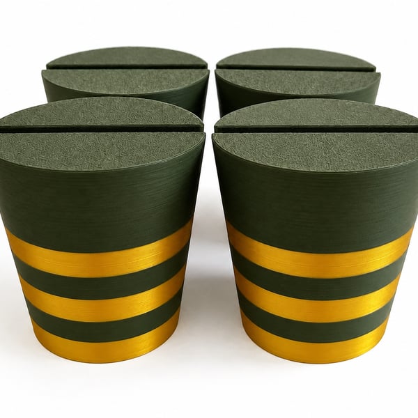 Pack of four stripy Christmas tree pots, fused glass display stands, 4mm slot