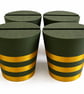 Pack of four stripy Christmas tree pots, fused glass display stands, 4mm slot