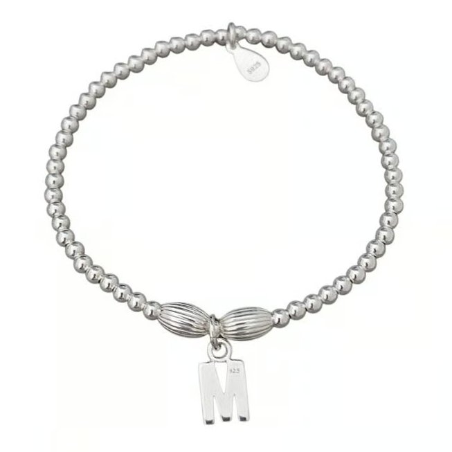 Sterling Silver Initial Charm Stretch Personalised Bracelet 