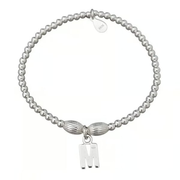 Sterling Silver Initial Charm Stretch Personalised Bracelet 