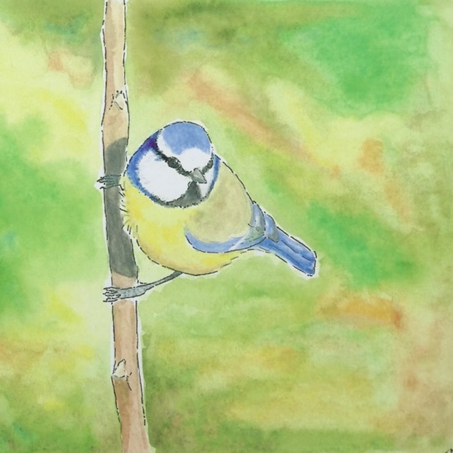 Art Bird Print  'Bluetit'
