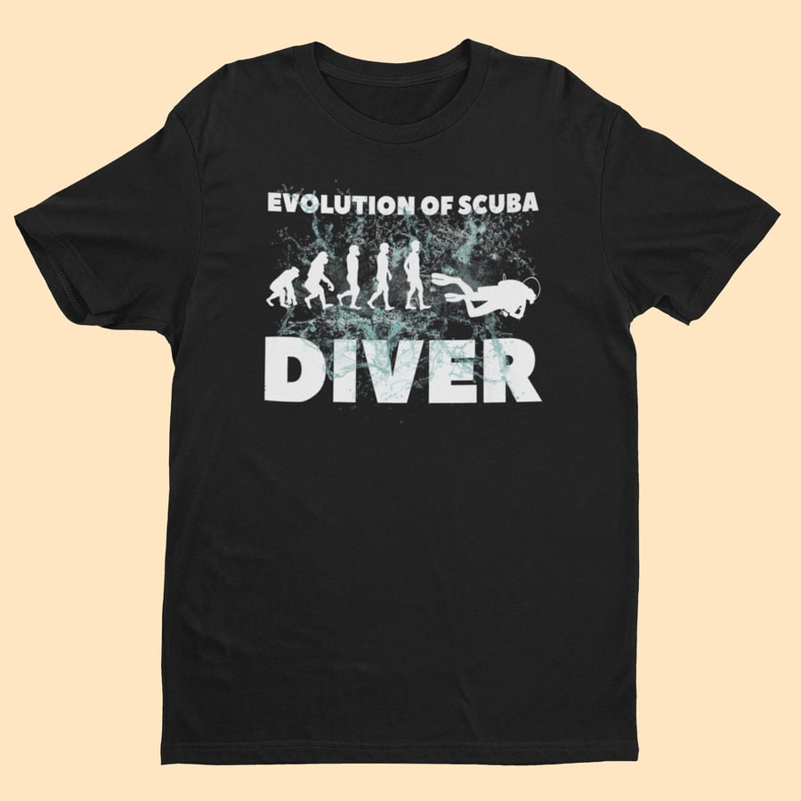 Evolution Of Scuba Diving T Shirt from ape through prehistoric man to scuba dive